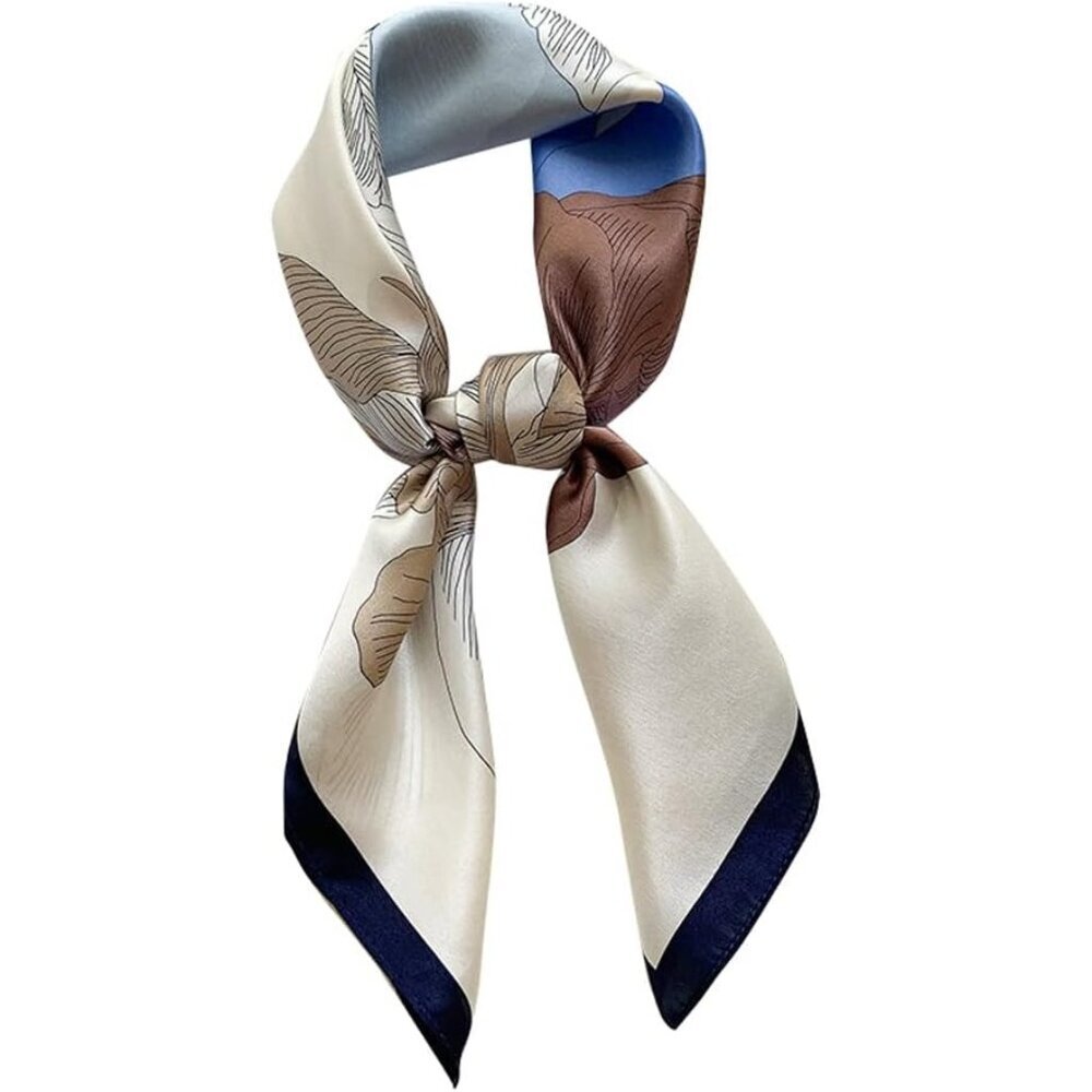 Pure Mulberry Blue Flow Silk Square Scarf Women Soft Head Neck Scarf Gift Packed